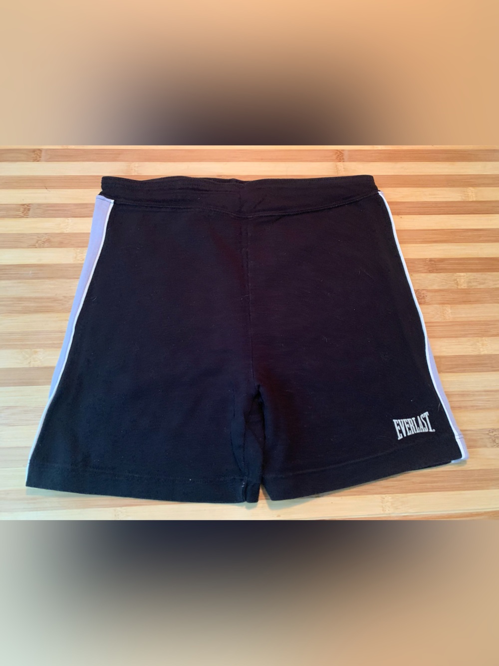 Everlast Womens Black Athletic Shorts with Lavender and White Accent Side Panels